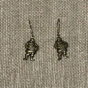 Santa Claus Holiday brass toned dangle pierced earrings.